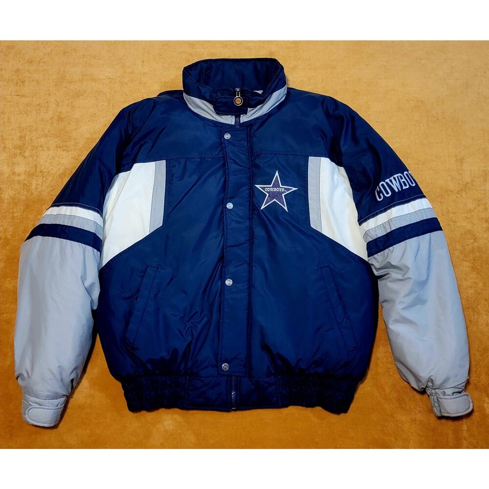 Men's XL NFL Dallas Cowboys Nylon Puffer Jacket 90s Game Day Dallas Cowboys